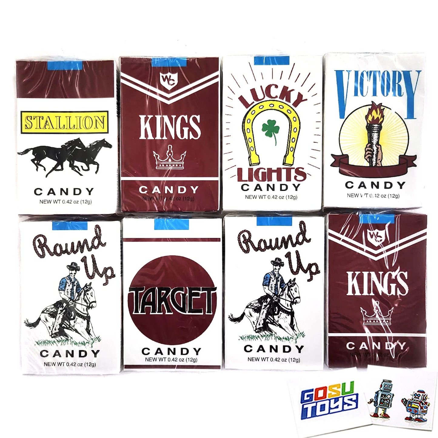 Candy Cigarettes 8 Pack with 2 Gosutoys Stickers