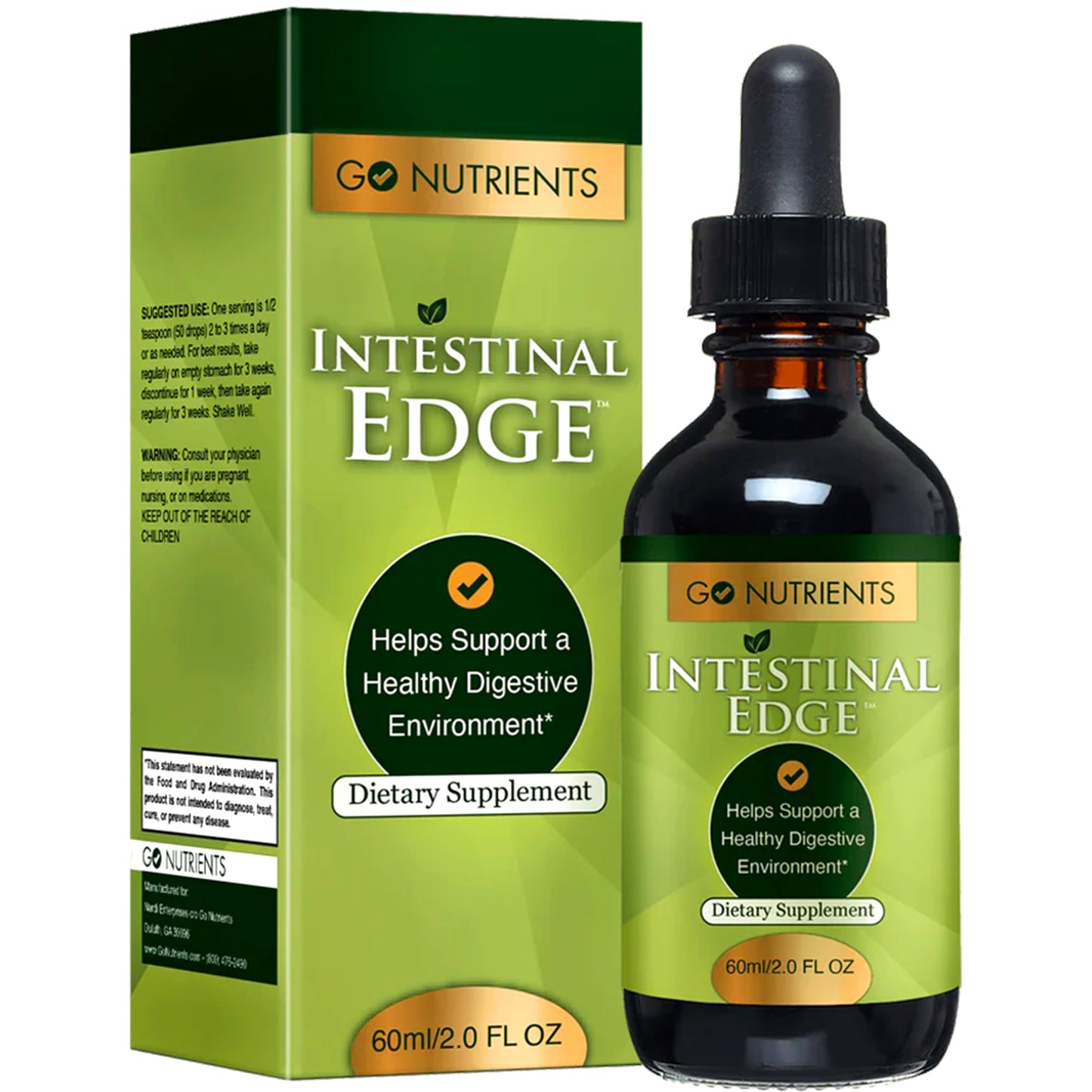 Go Nutrients Intestinal Edge - Gut Cleanse for Humans with Wormwood, Black Walnut, Clove - Detox Liquid for Women, Men, Children & Adults - Organic Herbal Support for Digestion & Wellness - 2oz