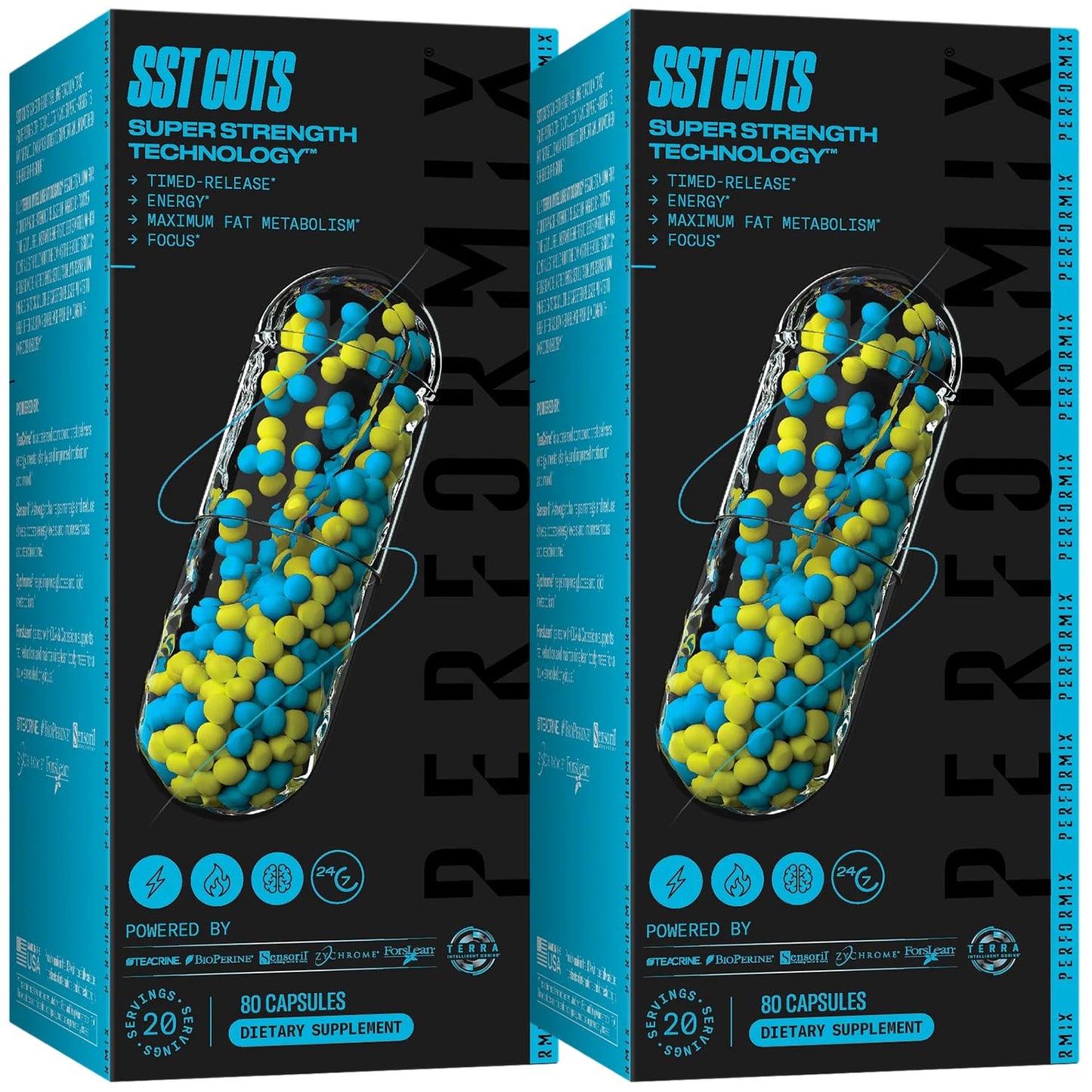 PERFORMIX - SST Cuts - Thermogenic with CLA - Energy, Focus & Mood - Metabolism Support - Hunger Control - Nootropic - Pre Workout - Men & Women - 160 Servings - 2 Pack