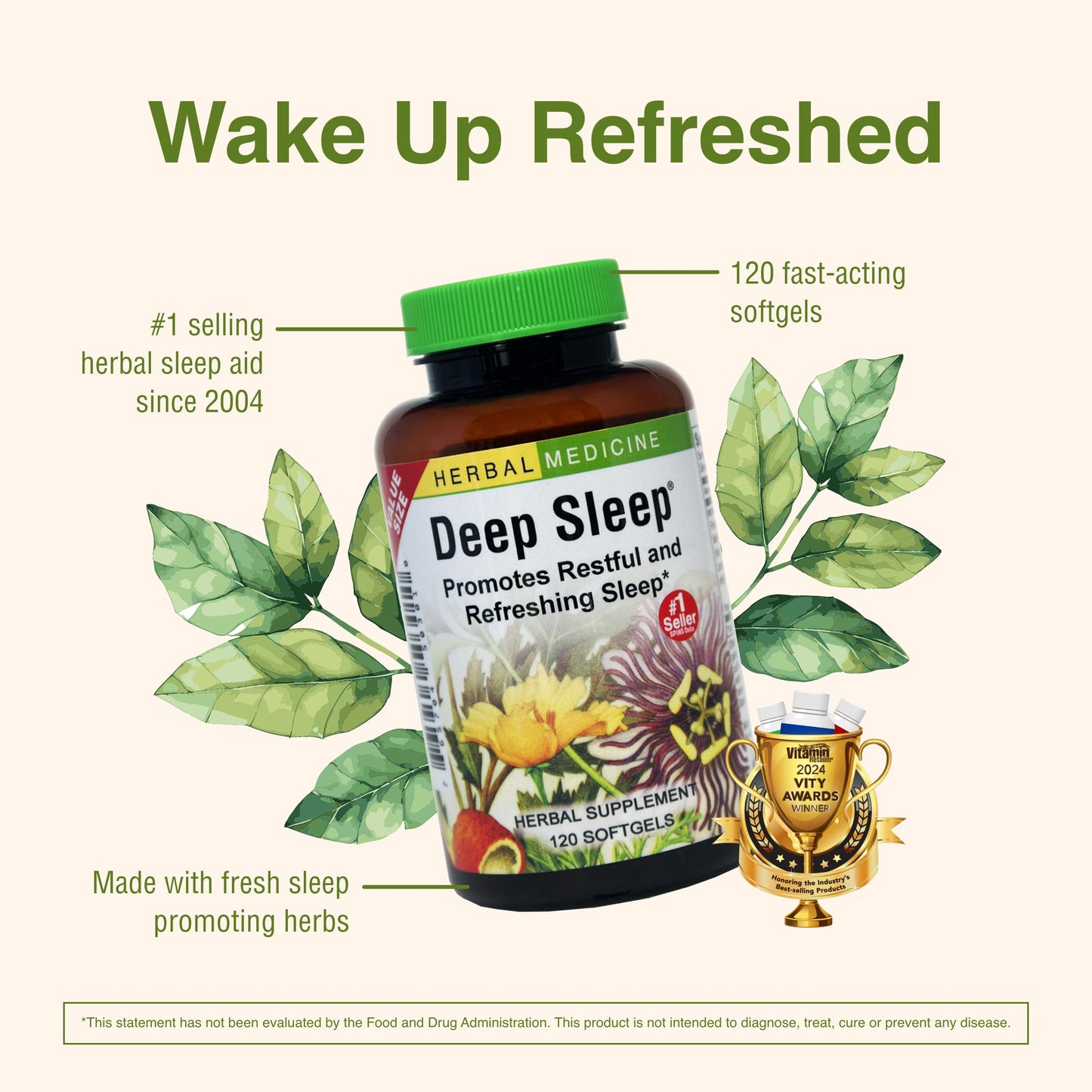 Herbs Etc. Deep Sleep Softgels - Herbal Sleep Support Supplement - Rest & Calming Support with Passionflower, Chamomile & Lemon Balm - 120 Softgels (120 Servings)