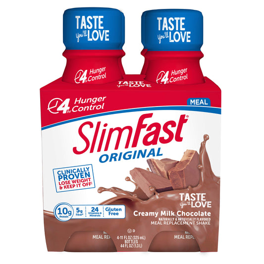 Slim Fast Ready to Drink High Protein Meal Replacement Shake, Creamy Milk Chocolate, 4 Count (Pack of 6)