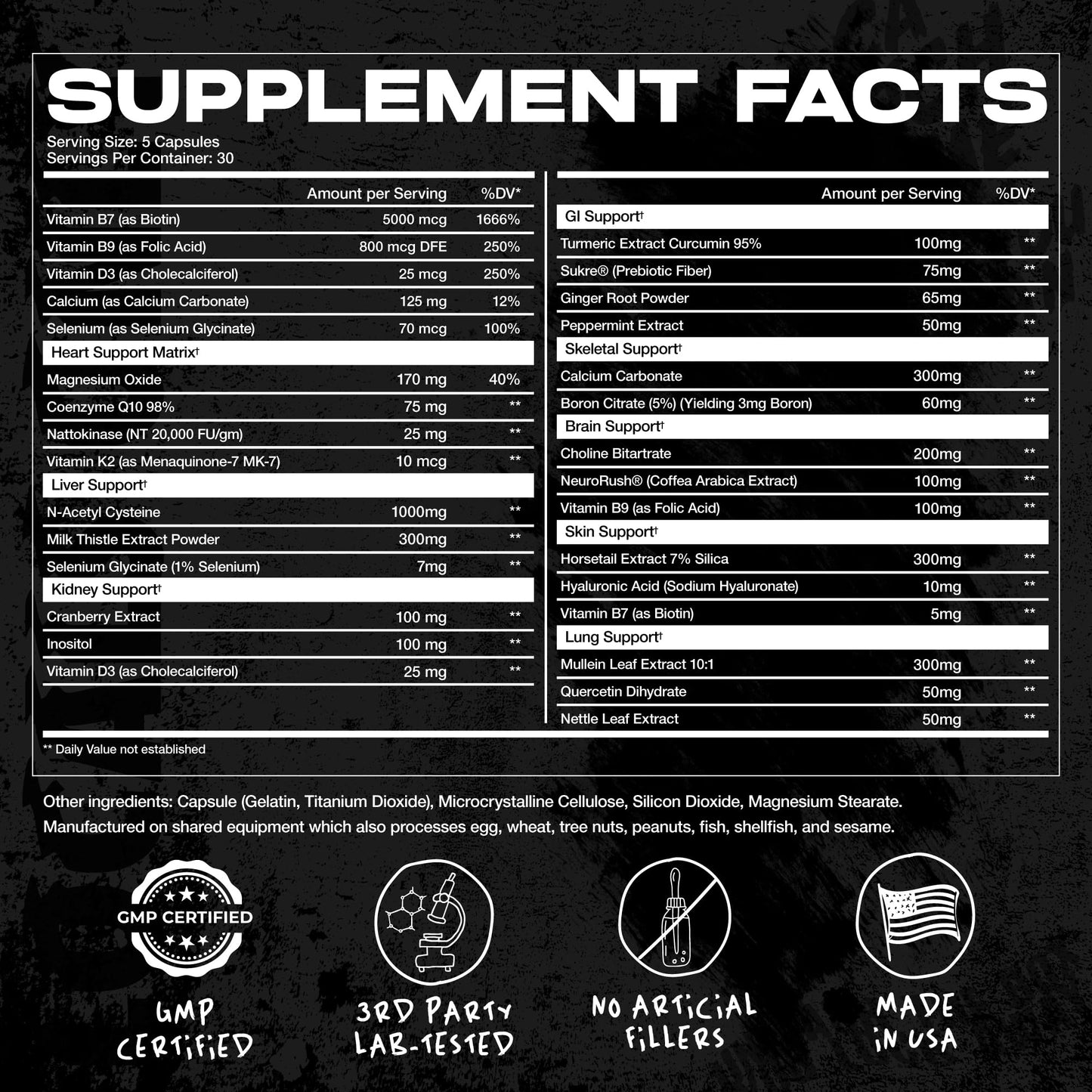 AFTERDARK OrganX Organ Support, Comprehensive Supplement, Promotes Healthy Heart, Liver, Kidneys, Stomach, Brain, Skin, and Lung Function, Advanced Detoxification and Wellness Formula (150 Capsules)