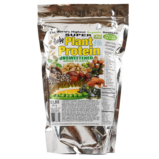 Wild Force Super Plant Protein - Unsweetened - Protein Powder Enriched with Exotic Pine Nuts, Durian, & Prickly Pear Cactus - Digestive-Friendly, Nutrient-Rich