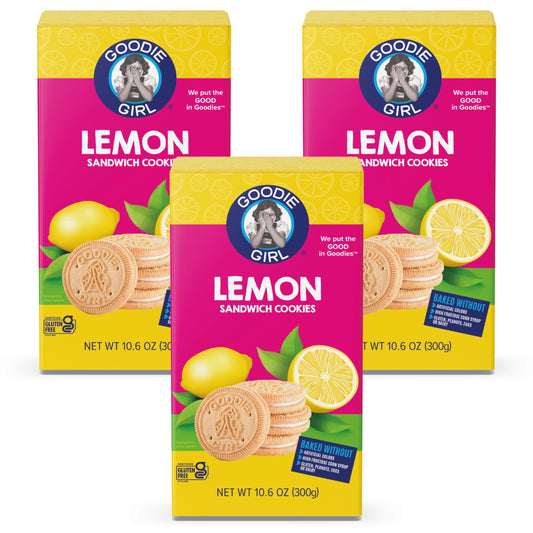 Goodie Girl Lemon Sandwich Cookies  Gluten Free Vegan Peanut Free Egg Free Dairy Free  106oz Box Pack of 3