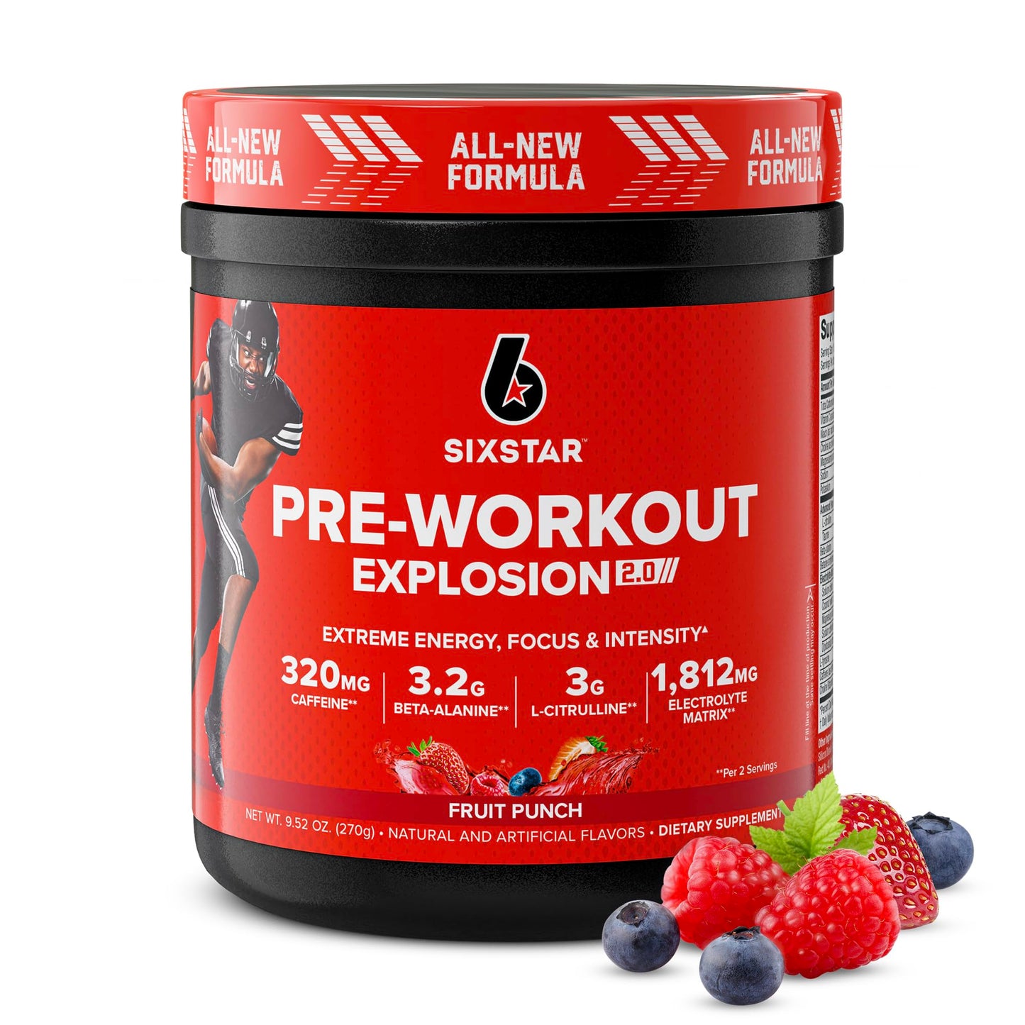 Six Star Pre-Workout Powder for Men & Women, Fruit Punch (30 Servings) - Preworkout Explosion 2.0 Energy Powder Drink Mix with Beta-Alanine & Caffeine - Sports Nutrition Supplement Products