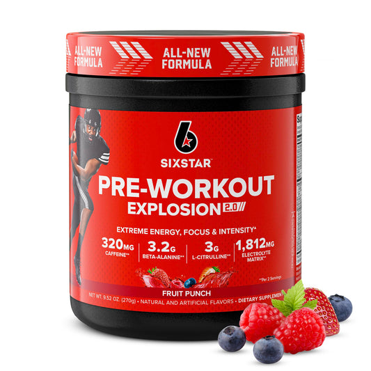 Six Star Pre-Workout Powder for Men & Women, Fruit Punch (30 Servings) - Preworkout Explosion 2.0 Energy Powder Drink Mix with Beta-Alanine & Caffeine - Sports Nutrition Supplement Products