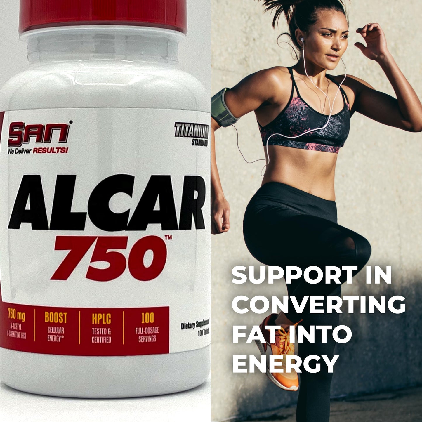 SAN Nutrition Alcar 750 - Pure Acetyl L-Carnitine for Energy, Focus, and Fat Metabolism 100 Servings
