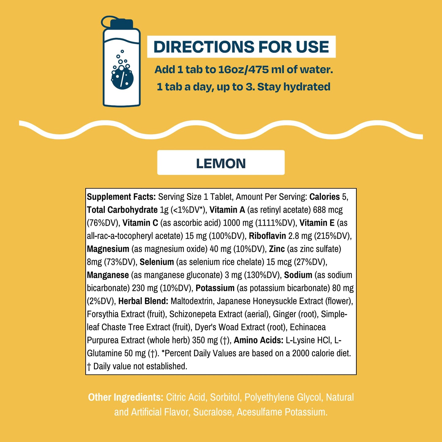 Drinklits Lemon Immune Support Tablets (2) Tube Bundle | Daily Immunity - 0g Sugar - Vitamins - Electrolytes - Herbal Blend | 20 Servings - 10 Tablets per Tube