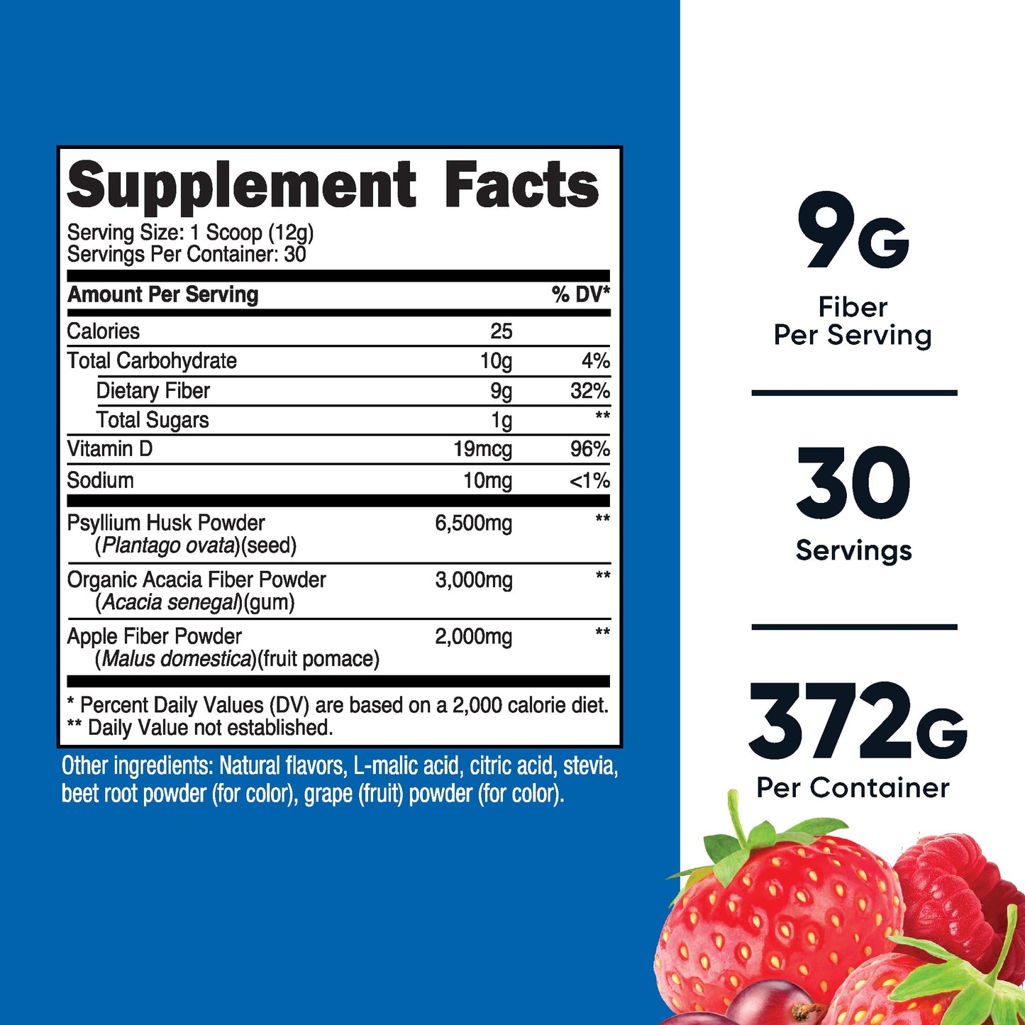 Nutricost Soluble Fiber (Berry Flavored) 30 Servings - Vegan, Non-GMO, Gluten Free