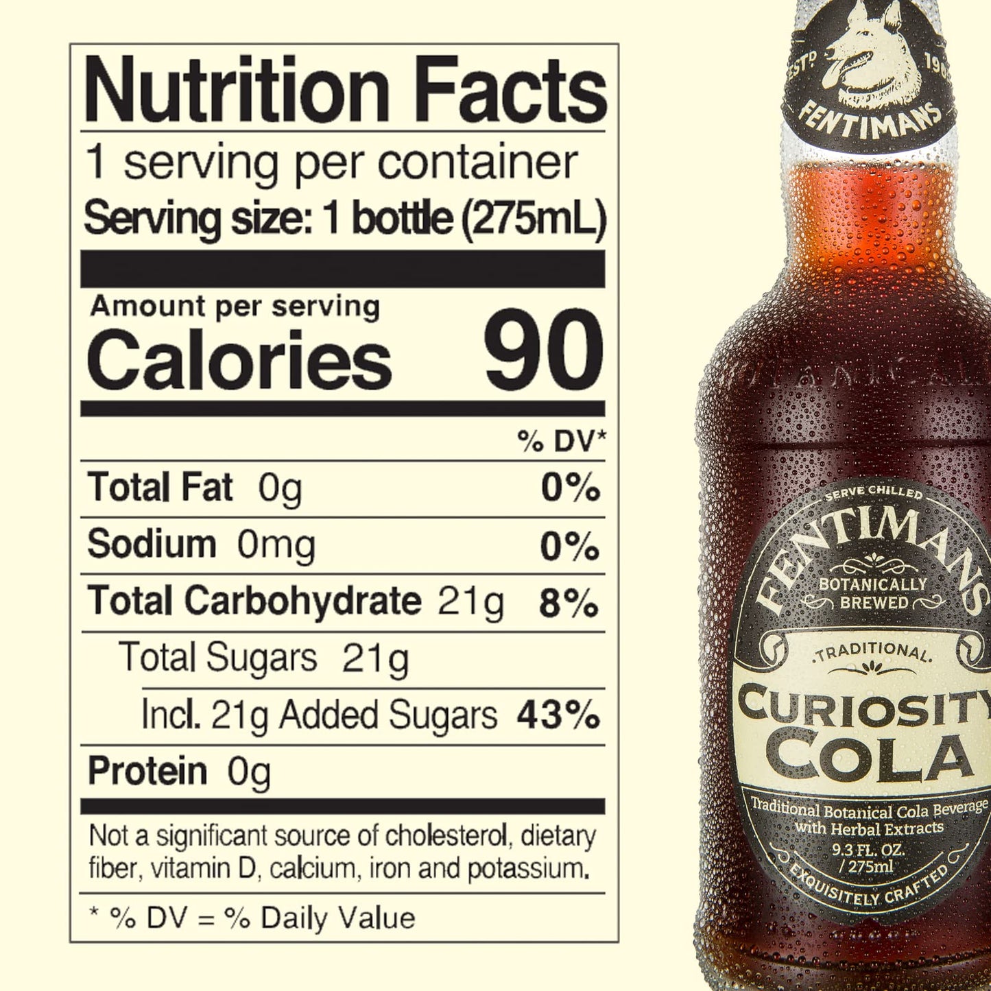 Fentimans Sparkling Curiosity Cola  Healthy Soda All Natural Soda Craft Soda with No Artificial Flavors Preservatives or Sweeteners Botanically Brewed  Curiosity Cola 275 ml Pack of 12