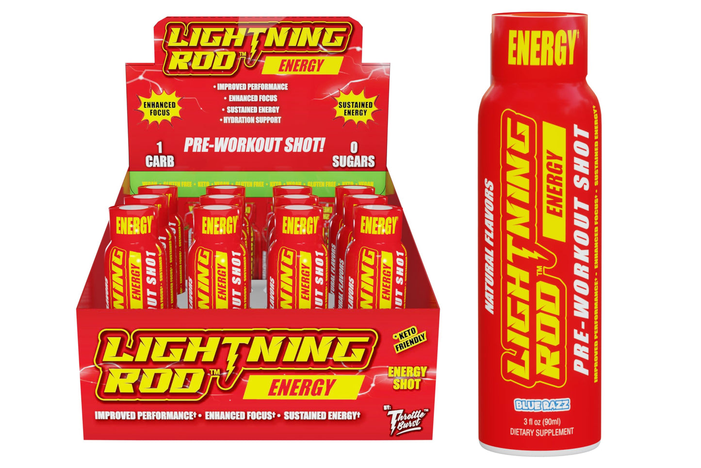 Throttle Burst Lightning Rod Pre-Workout Energy Shot (24)
