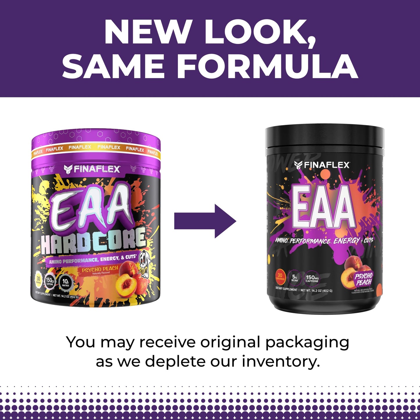FINAFLEX EAA Hardcore, Psycho Peach - 14.2 oz - Promotes Performance, Energy & Cuts - with BCAAs, L-Glutamine, L-Arginine, Acetyl-L-Carnitine & Caffeine - 30 Servings