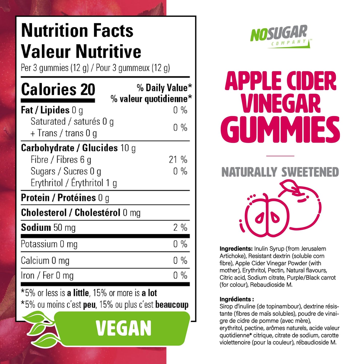 Apple Cider Vinegar Gummies with The Mother, Sugar Free Gummies, Helps Digestion, Keto Friendly, Vegan, Non-GMO, and Gluten-Free, 600mg Natural ACV Gummies - 90 Days Supply