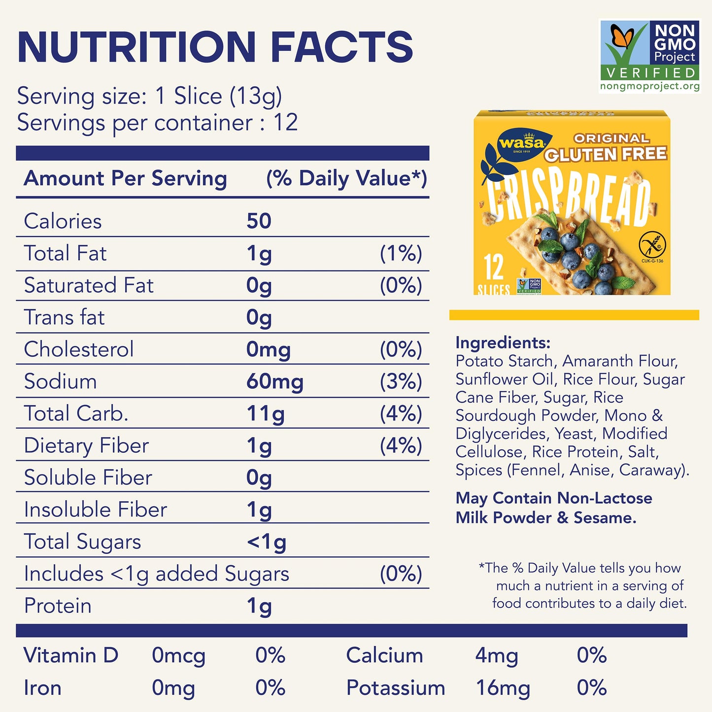 Wasa Gluten Free Original Crispbread 54 oz Pack of 10 Gluten Free Crackers NonGMO Ingredients