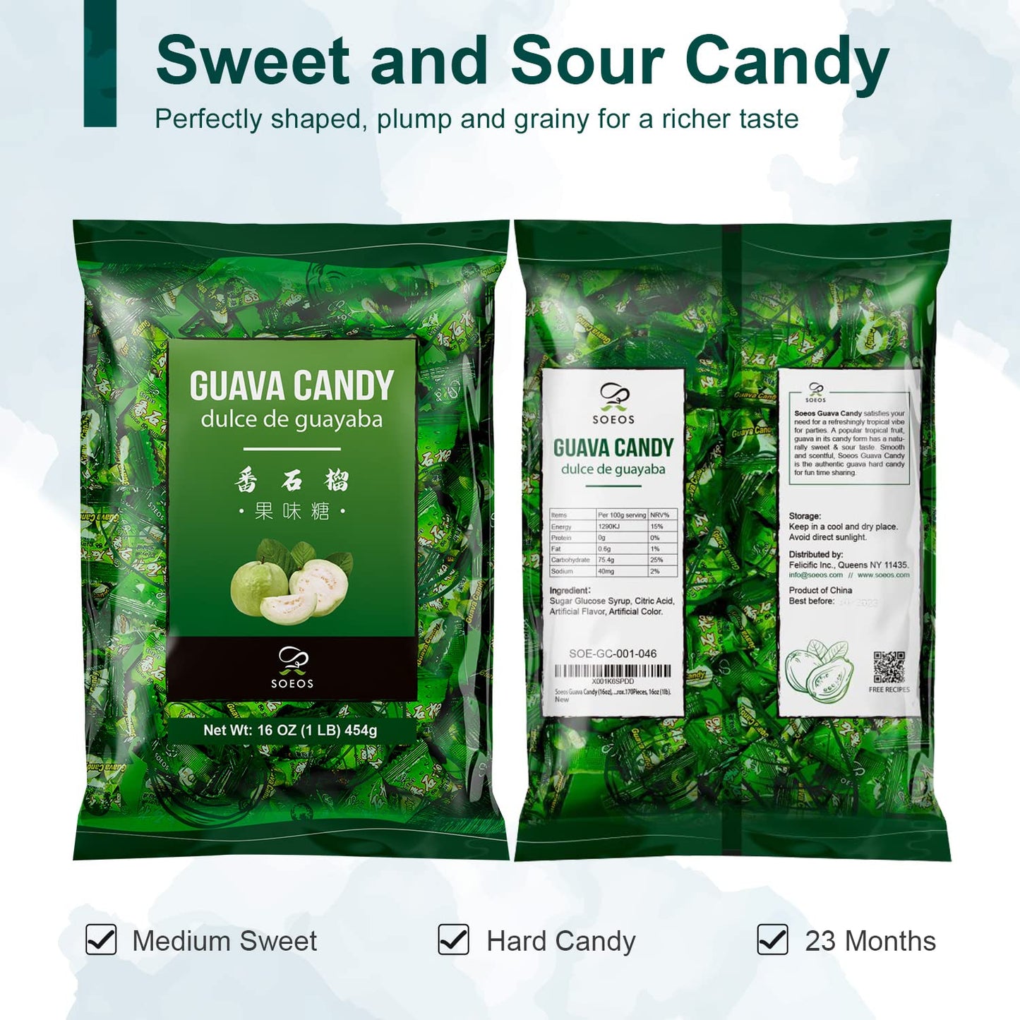 Soeos Guava Candy Classic Series Chinese Guava Hard Candy 32 oz Pack of 2