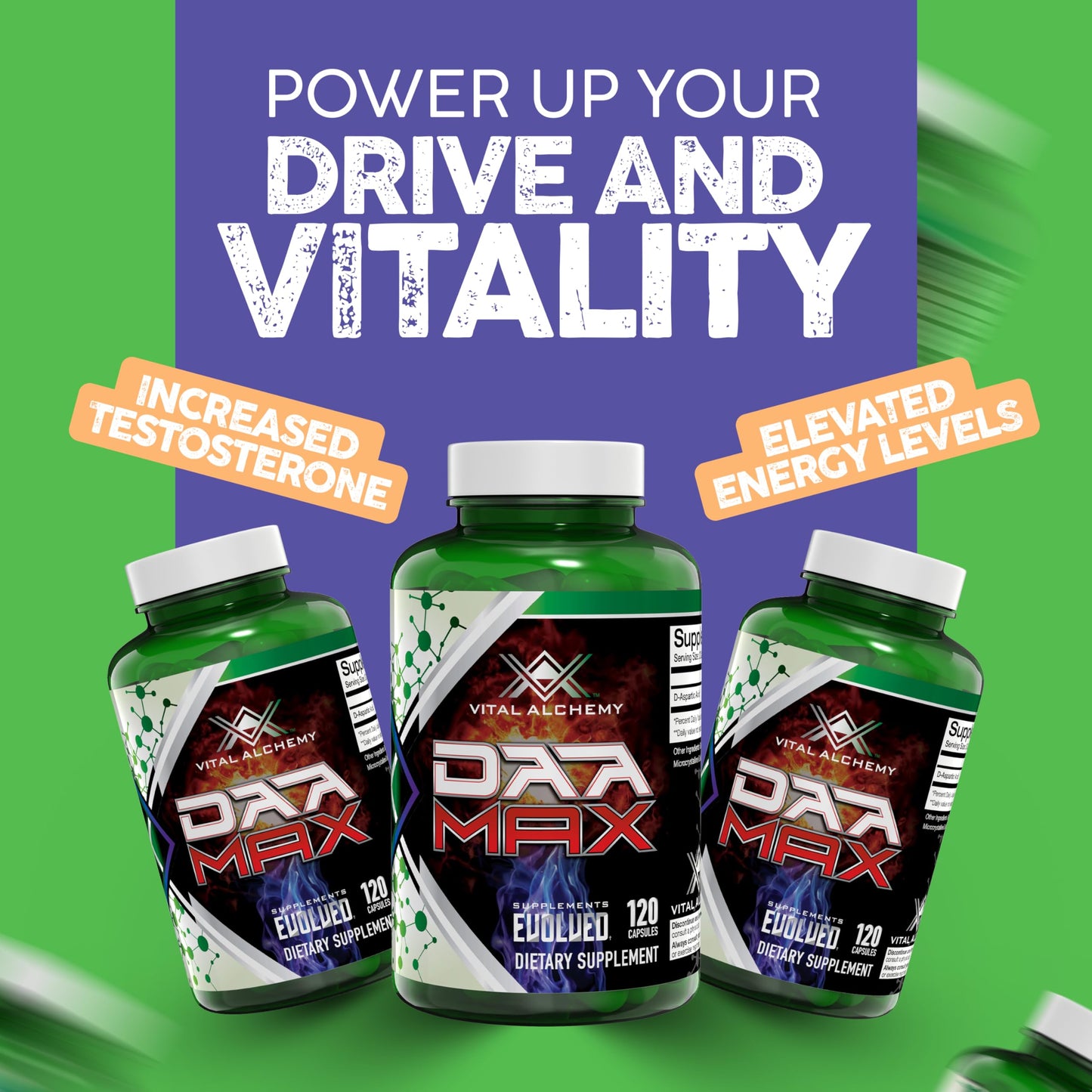 Vital Alchemy DAA MAX Testosterone Booster Supplement for Men with D-Aspartic Acid 1500mg - Male Enhancing Test Boost - Workout, Build Muscle, Energy & Performance 60 Day Supply - Made in USA