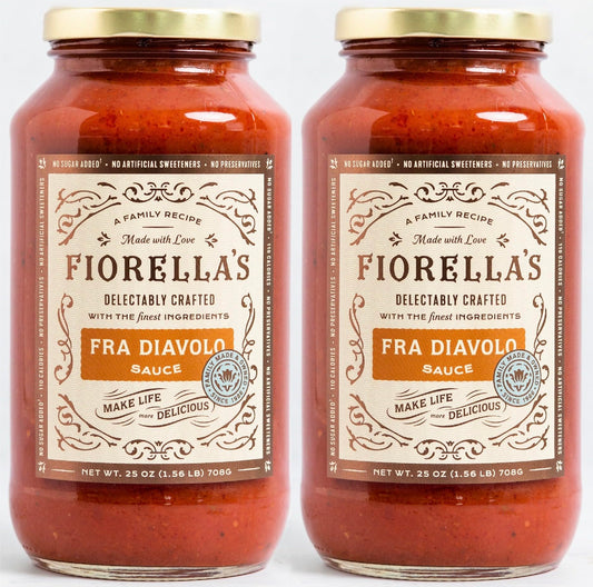 Fiorellas Fra Diavolo Arrabbiata Sauce  Tomato Sauce Made with Fresh Ingredients  No Sugar Added No Preservatives Added No Artificial Sweeteners Pasta Sauce 25 Oz Pack of 2