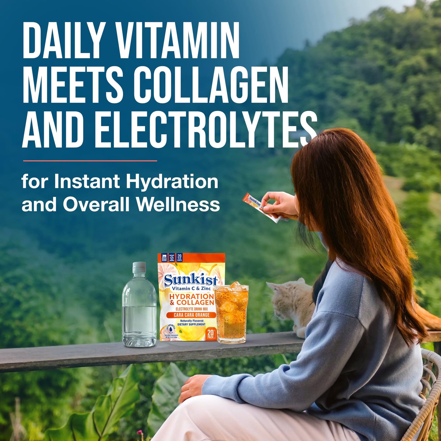 The Frozen Bean Harmony Proteins- Sunkist Collagen Drink Mix - Hydration Cara-Cara Orange Electrolyte Drink for Women with Vitamin C, Zinc, Collagen Peptides, Naturally Flavored - 20 Pack