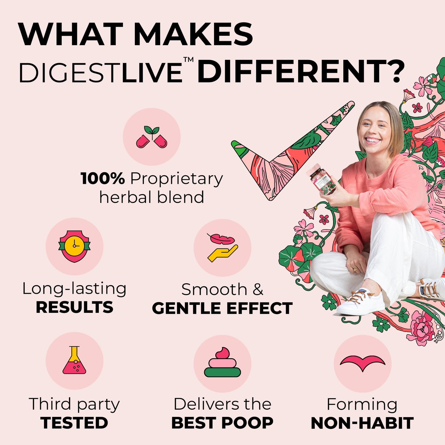 DigestLive - Laxative, Constipation Relief for Women - Stool Softener - 100% Natural - 100 Capsules - Female Colon Cleanse, Detox - Gas and Bloating Relief - Vegan, Gluten and GMO Free