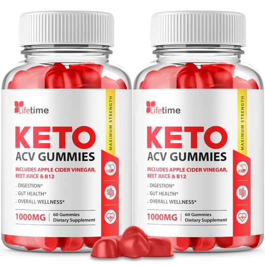 (2 Pack) Lifetime Keto Plus ACV Gummies - Official Formula, Vegan, Non GMO - Lifetime Keto acc Gummies, Life Time Keto Gummies with Apple Cider Vinegar, Vitamin B12, Pomegranate Juice (120 Gummies)