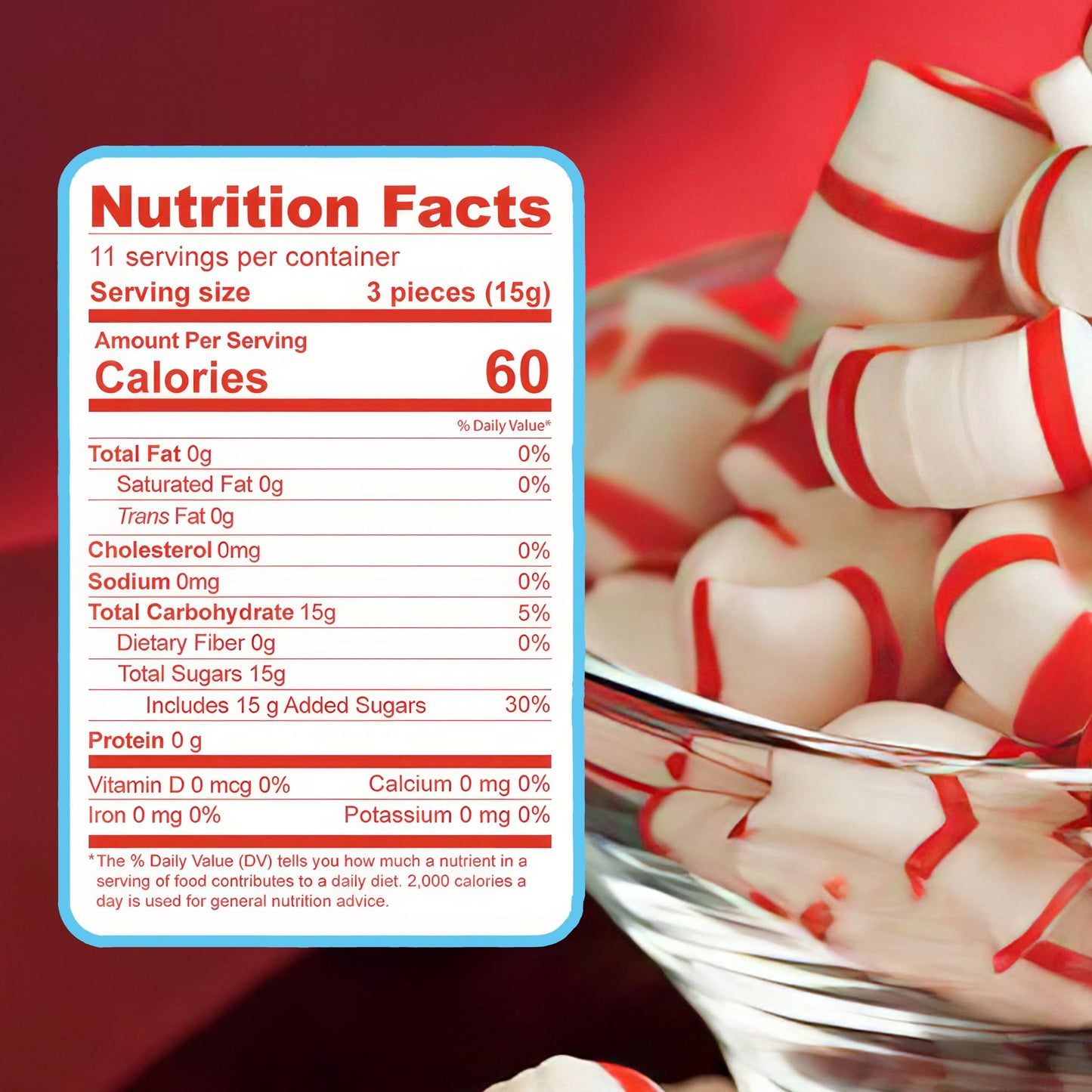 Soft Peppermint Candy Puff Christmas Mints  2 Pounds Approx 175 Pieces  Mints Individually Wrapped Christmas Candy