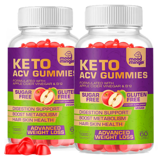 Keto ACV Gummies Gluten & Sugar-Free Apple Cider Vinegar Gummies for Advanced Weight Loss - Rapid Fat Burner Diet Supplement for Women Men - 60 Gummies (1000MG)