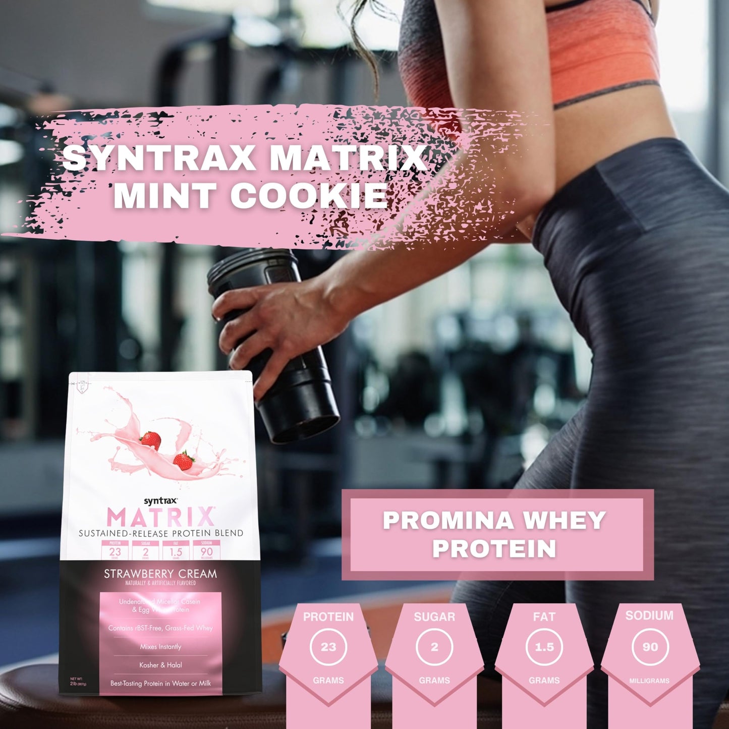 Syntrax Bundle: Matrix Protein Powder 2.0 Sustained-Release Casein Protein and Whey Protein Powder - Instant Mix Strawberry Cream Protein Powder Flavor, 2lbs with Worldwide Nutrition Keychain