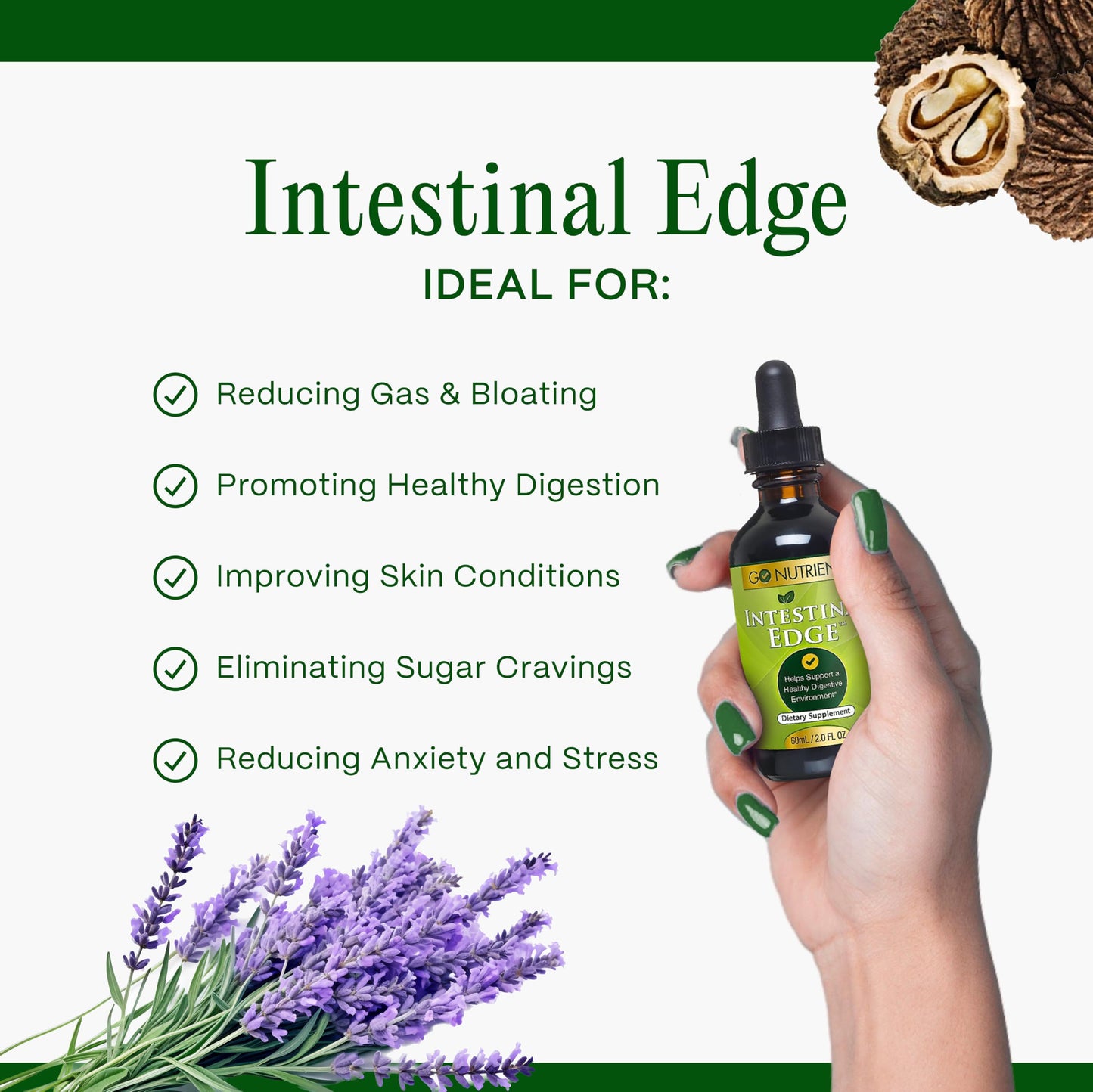 Go Nutrients Intestinal Edge - Gut Cleanse for Humans with Wormwood, Black Walnut, Clove - Detox Liquid for Women, Men, Children & Adults - Organic Herbal Support for Digestion & Wellness - 2oz