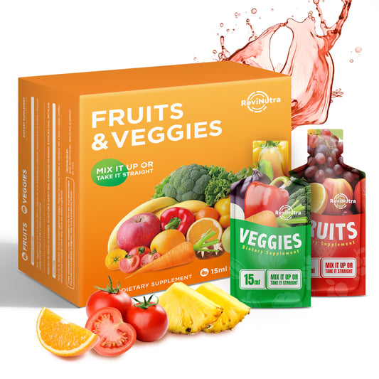 Fruit and Veggies Supplement - 16 Pouches Superfoods & Super Greens for Adults & Kids - Liquid Fruits and Vegetables with Vitamins & Minerals - Support Energy, Detox, Immunity, Digestion & Metabolism