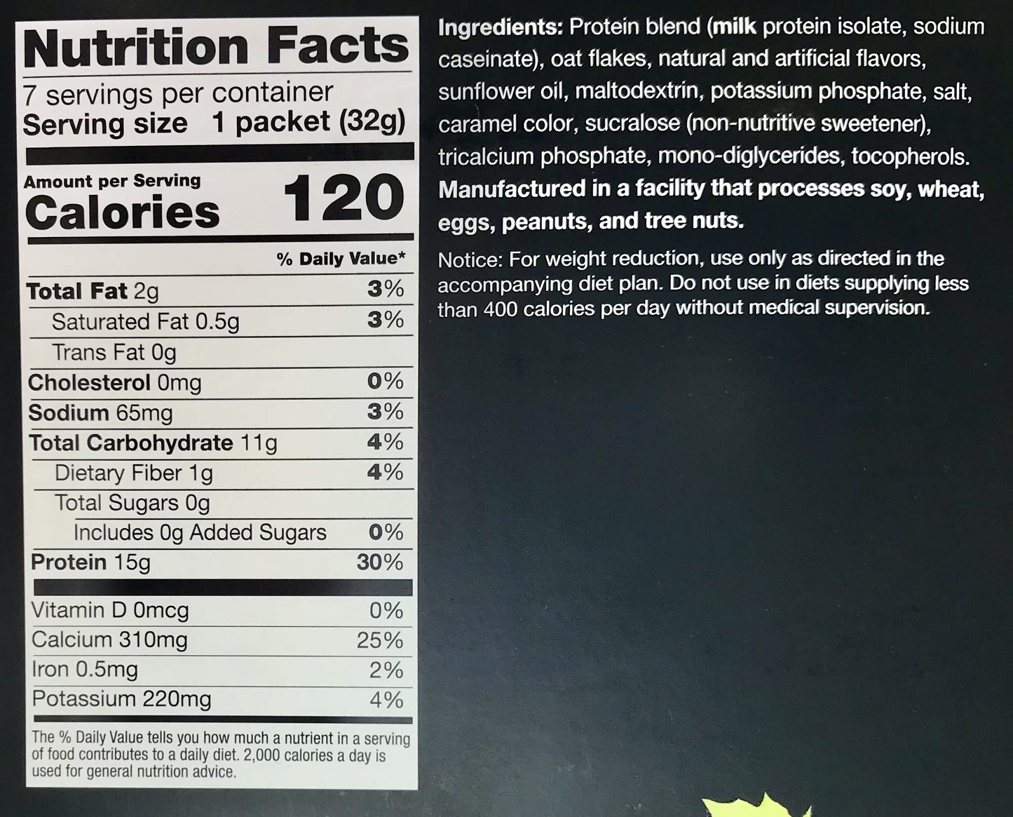 Proti King High Protein Oatmeal for Weight Loss - 7 servings - 15g protein - 120 calories (Maple Brown Sugar)
