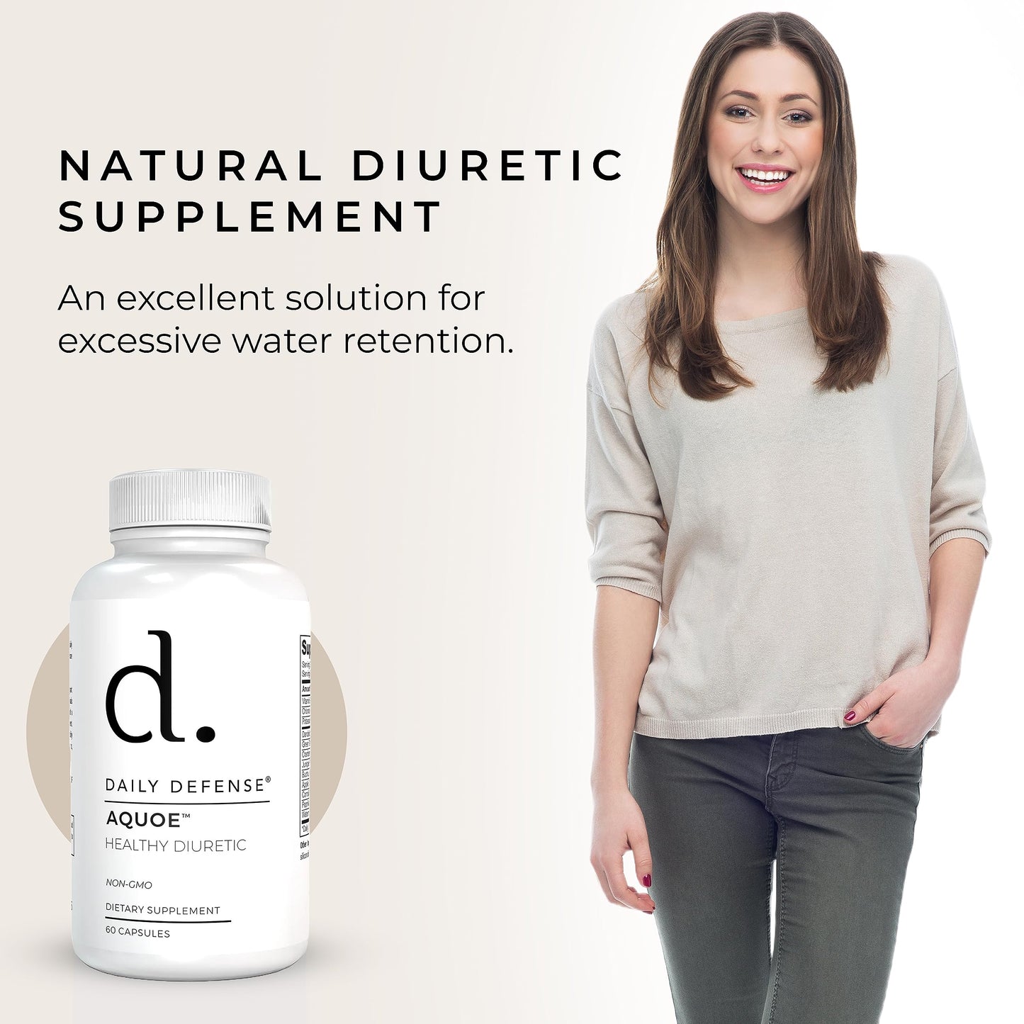 Diuretic Pills - Cranberry Pills with Green Tea, Dandelion, Apple Cider Vinegar & More - AQUOE Water Away Pills for Bloating & Fitness - Water Pills by Daily Defense, 60 Capsules