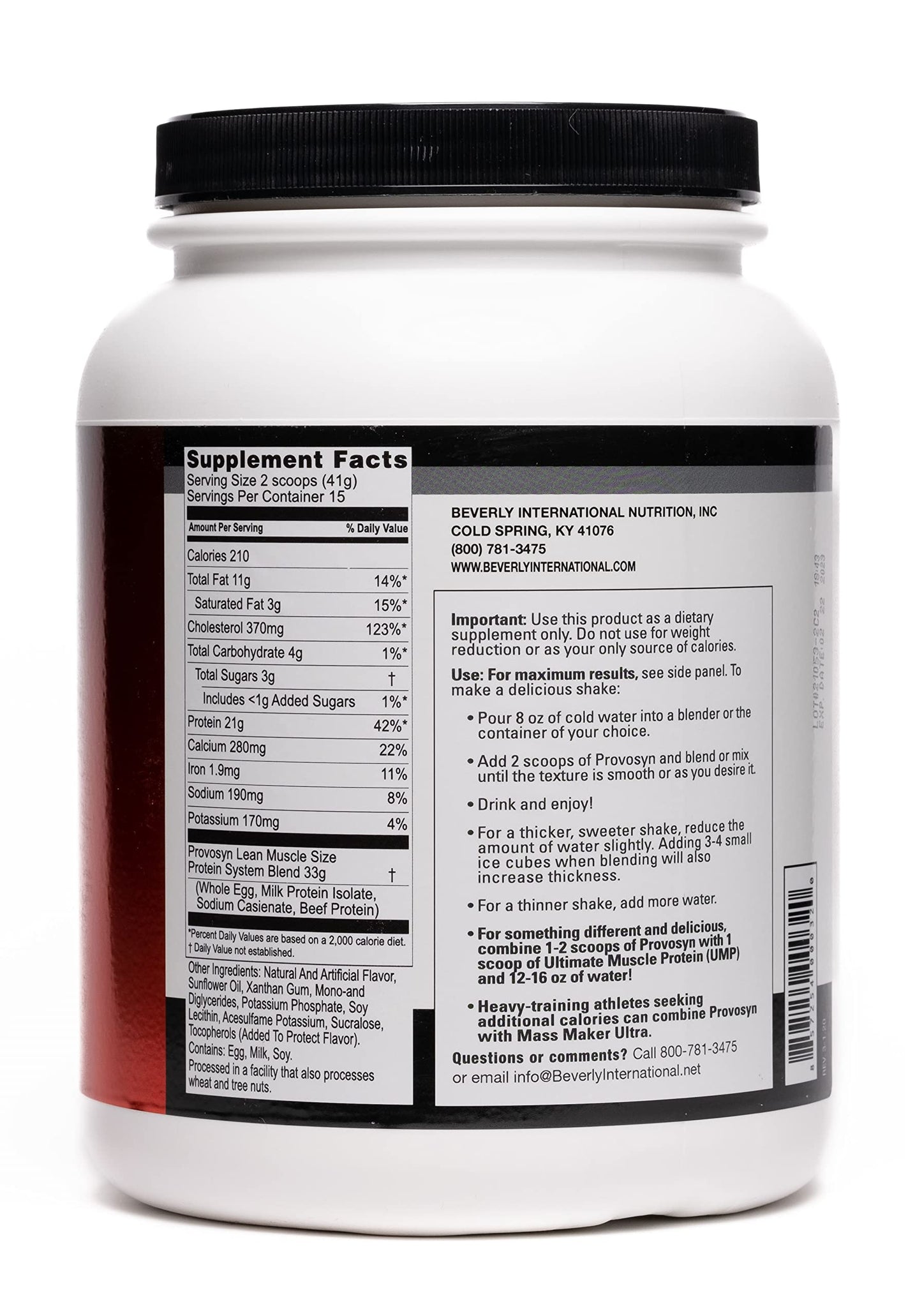 PROVOSYN. The Original Ultra-Premium Whole Egg, Milk (Casein + Whey) and Beef Protein Powder. Fast Muscle Building + Recovery. Perfect for Hard Gainers. Vanilla Flavor, 616 g The Mature Users Protein.