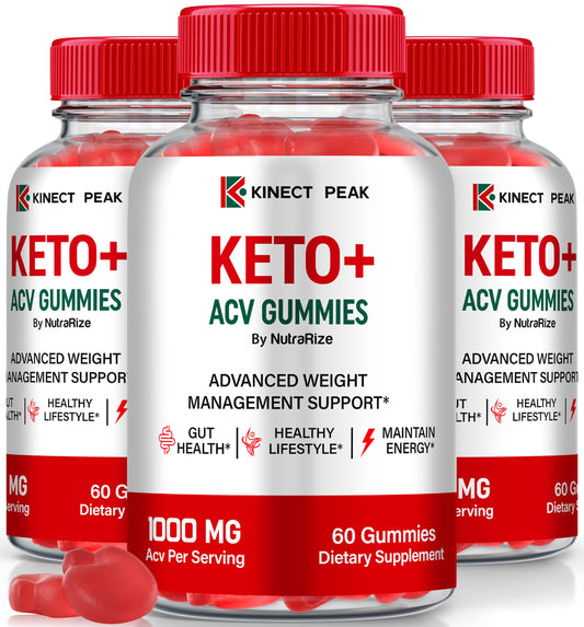 (3 Pack) Kinect Peak Keto ACV Gummies, KinectPeak Keto+ACV Weight Loss Gummies, All Natural Apple Cider Vinegar, Premium Keto Formula Plus ACV Gummy, Official ACV Keto Reviews (180 Gummies)