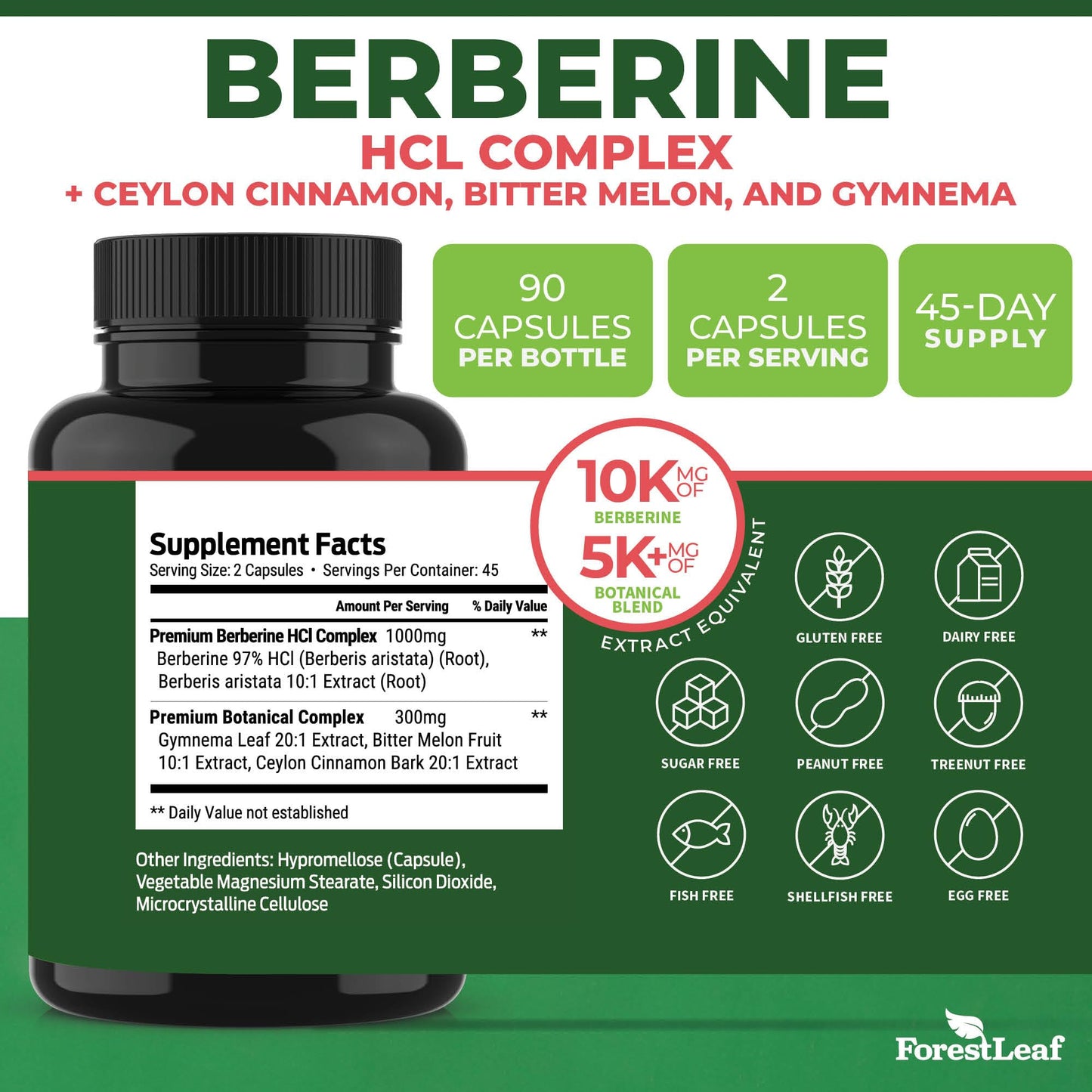 Berberine Supplement 1300mg per Serving- 97% Tested Ultra High Potency Berberine HCl with Ceylon Cinnamon, Bitter Melon & Gymnema, 10:1 Extract Berberis Supplements, Weight Management, 90 Veggie Caps
