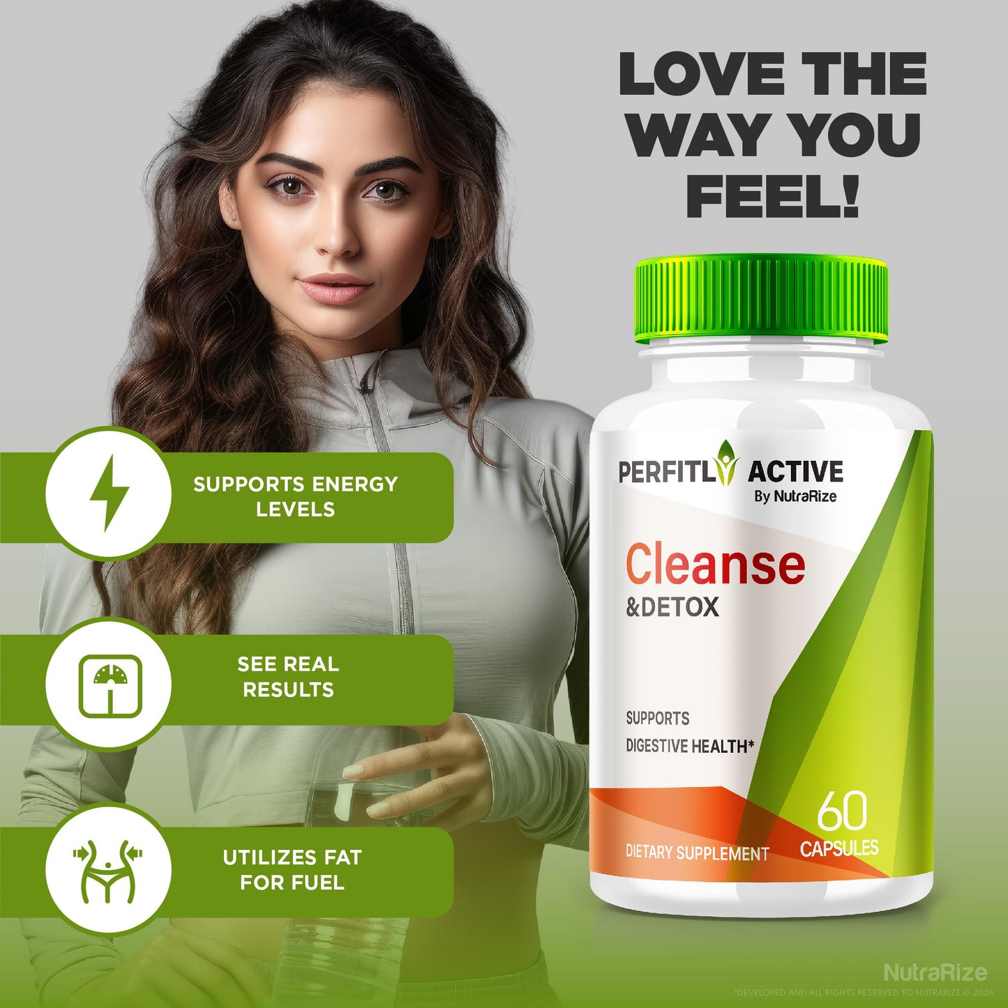NutraRize Perfitly Active Weight Loss Capsules - Cleanse and Detox Fitness Supplement, Balanced and All-Natural Formula to Unlock Fit and Healthy Body, PerfitlyActive Reviews (60 Capsules)