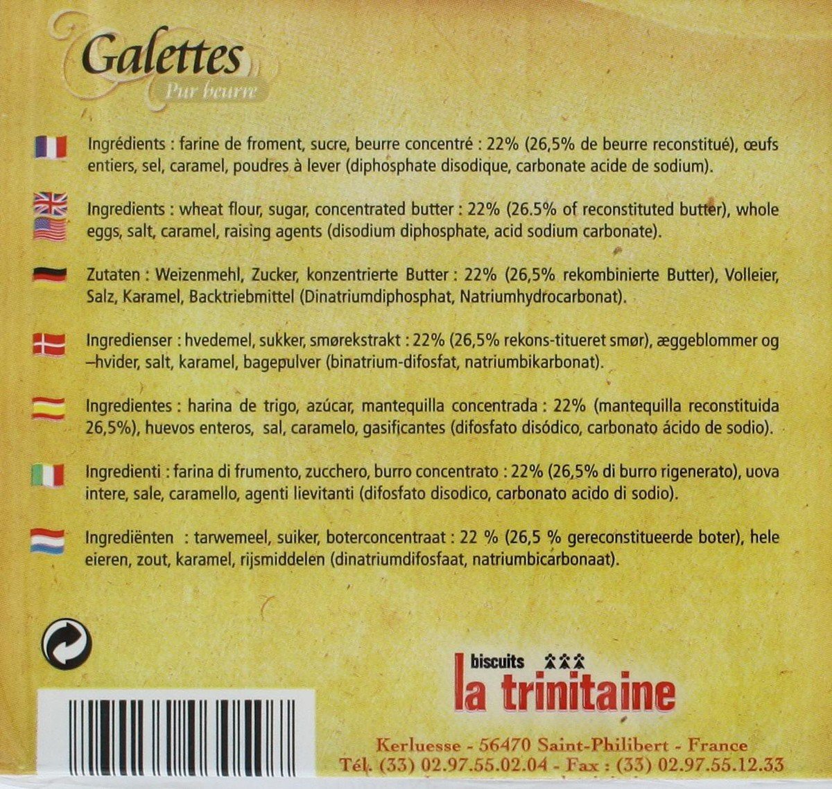La Trinitaine French Brittany Galettes au Beurre Butter Cookies in Mini Quimper Tin Faience Couple 46 OZ