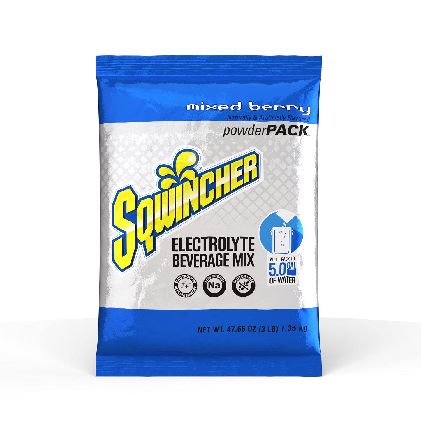 Sqwincher Powder Pack, Mixed Berry Flavor Electrolyte Drink Concentrate, 47.66 oz Packet (Pack of 16)