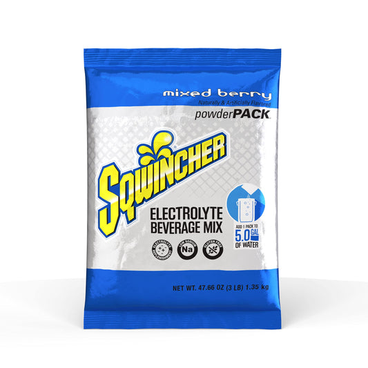 Sqwincher Powder Pack, Mixed Berry Flavor Electrolyte Drink Concentrate, 47.66 oz Packet (Pack of 16)