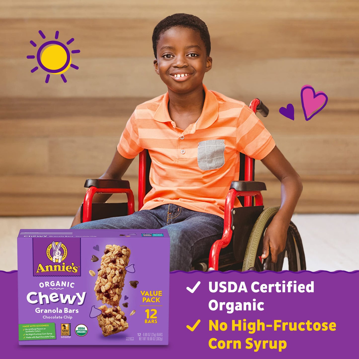 Annies Organic Chewy Granola Bars Chocolate Chip 12 ct