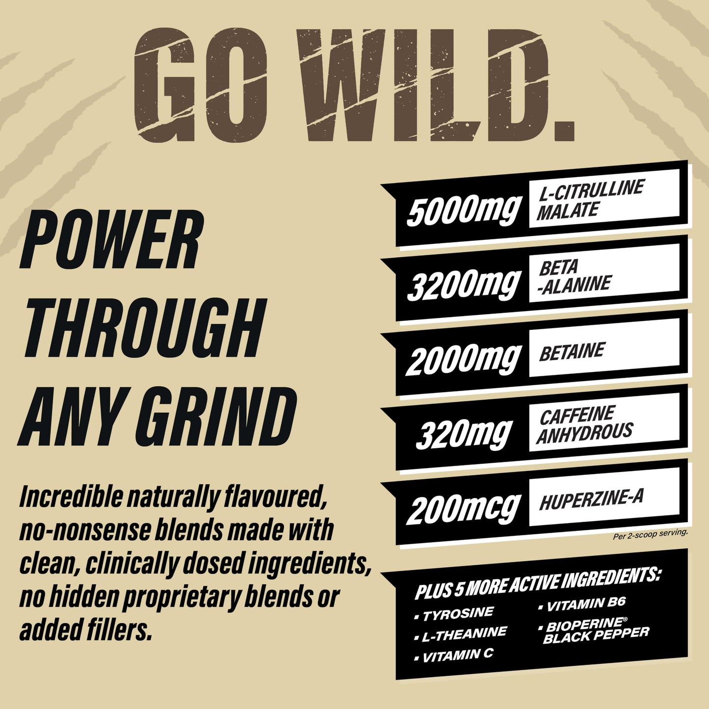 Grizzly Pre Workout Powder for Men & Women - Essential Aminos L-Citrulline & Beta Alanine Plus Caffeine - Preworkout Energy Drink Mix for Intense Power Focus & Pump - Arctic Ice - 40 Servings