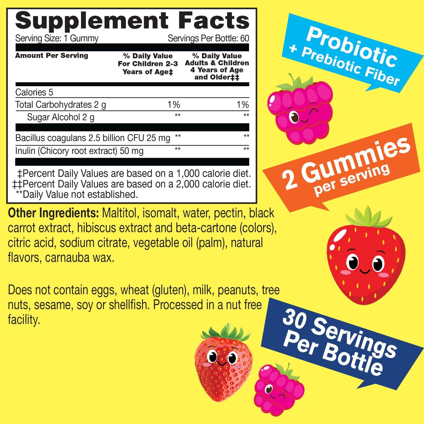 WellYeah Kids Probiotic Gummies with Prebiotic Fiber Sugar Free - Probiotics Kids for Digestive Health