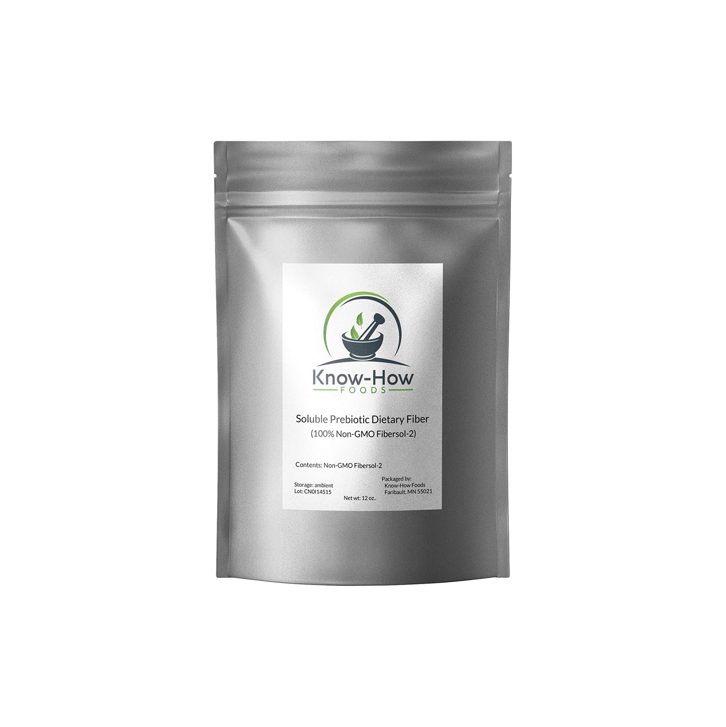 Know-How Foods Prebiotic Dietary Fiber (Non-GMO) Made 100% with Fibersol-2: 12 oz Pouch