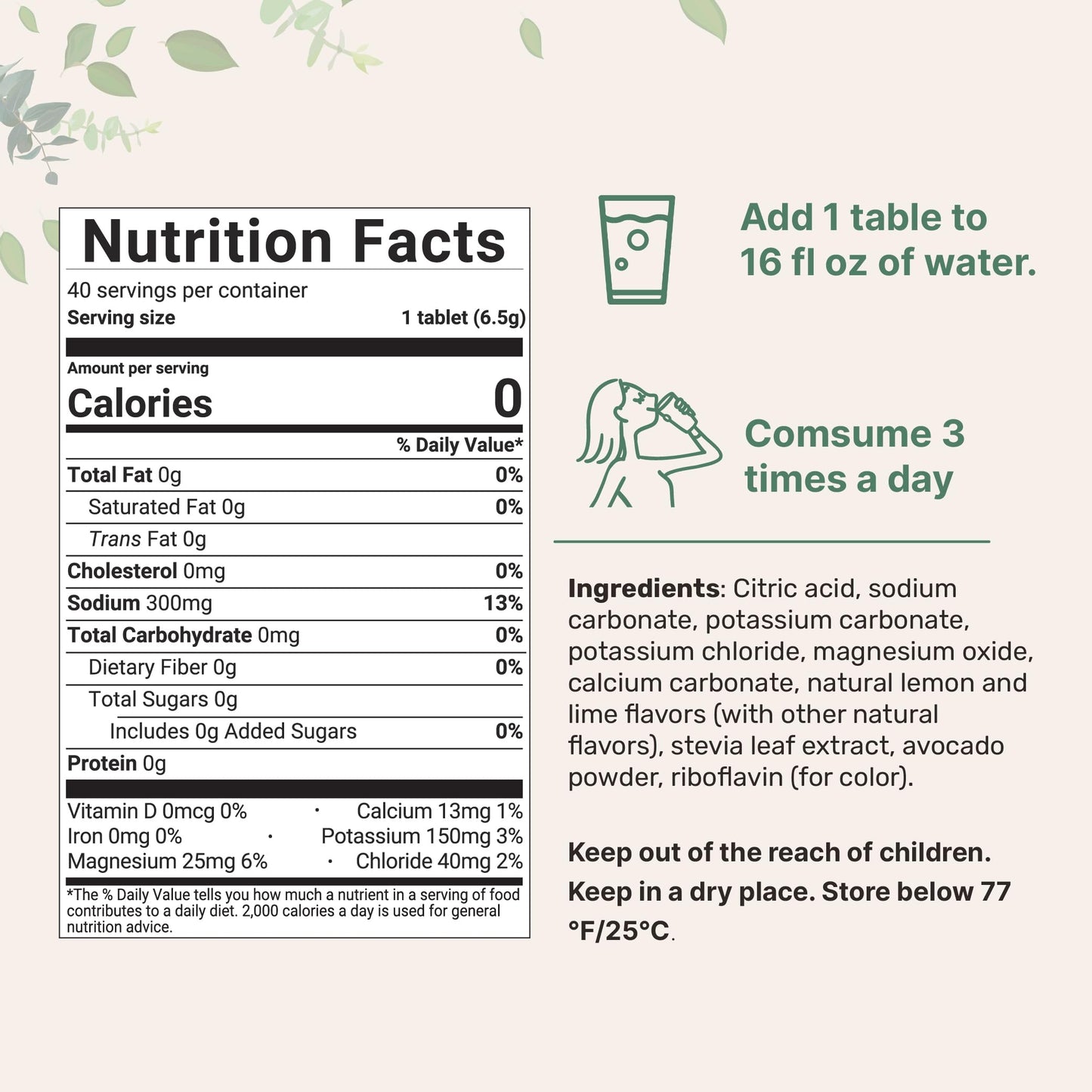 Sport Hydration Electrolyte, 40 Bisected Tablets | Natural Lemon Lime Flavor | Electrolytes Drink Mix with Sodium, Potassium, & Magnesium Minerals | Easy to Split & Dissolve, Sugar Free