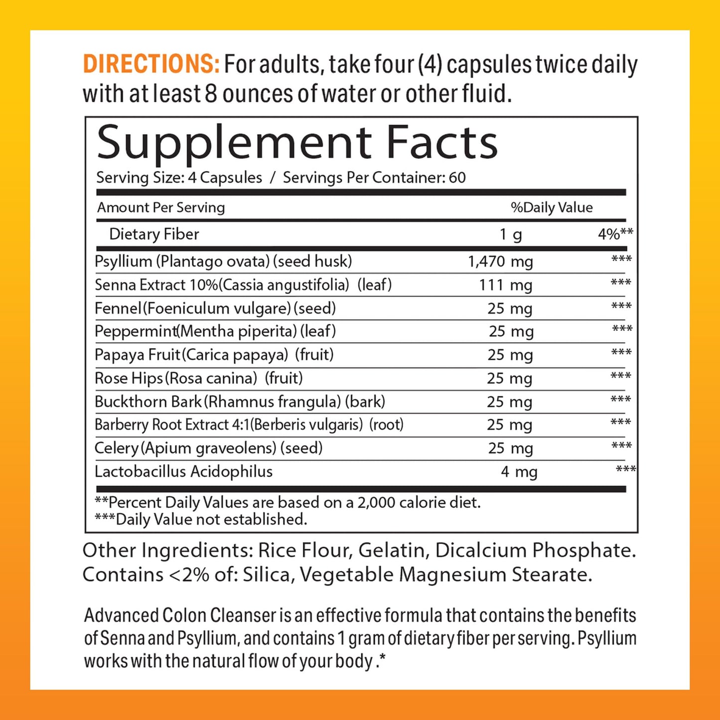 Vitamin World Colon Cleanser Digestive Care Colon Health 240 Rapid Release Capsules