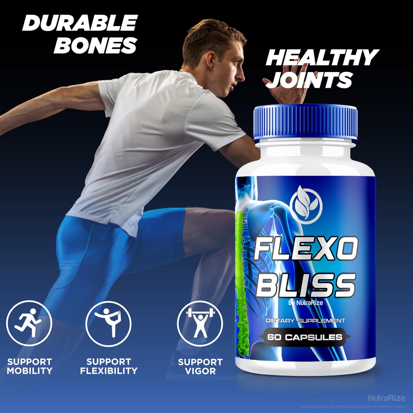 NutraRize (2 Pack) Flexo Bliss, FlexoBliss Joint Health Support, All-Natural Supplement to Support Flexibility and Full Range of Motion, Official Flexo Bliss Reviews (120 Capsules)