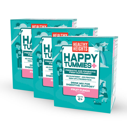 Healthy Heights Happy Tummies Prebiotic and Probiotic Fiber Supplement for Kids Ages 2+, 3 Pack
