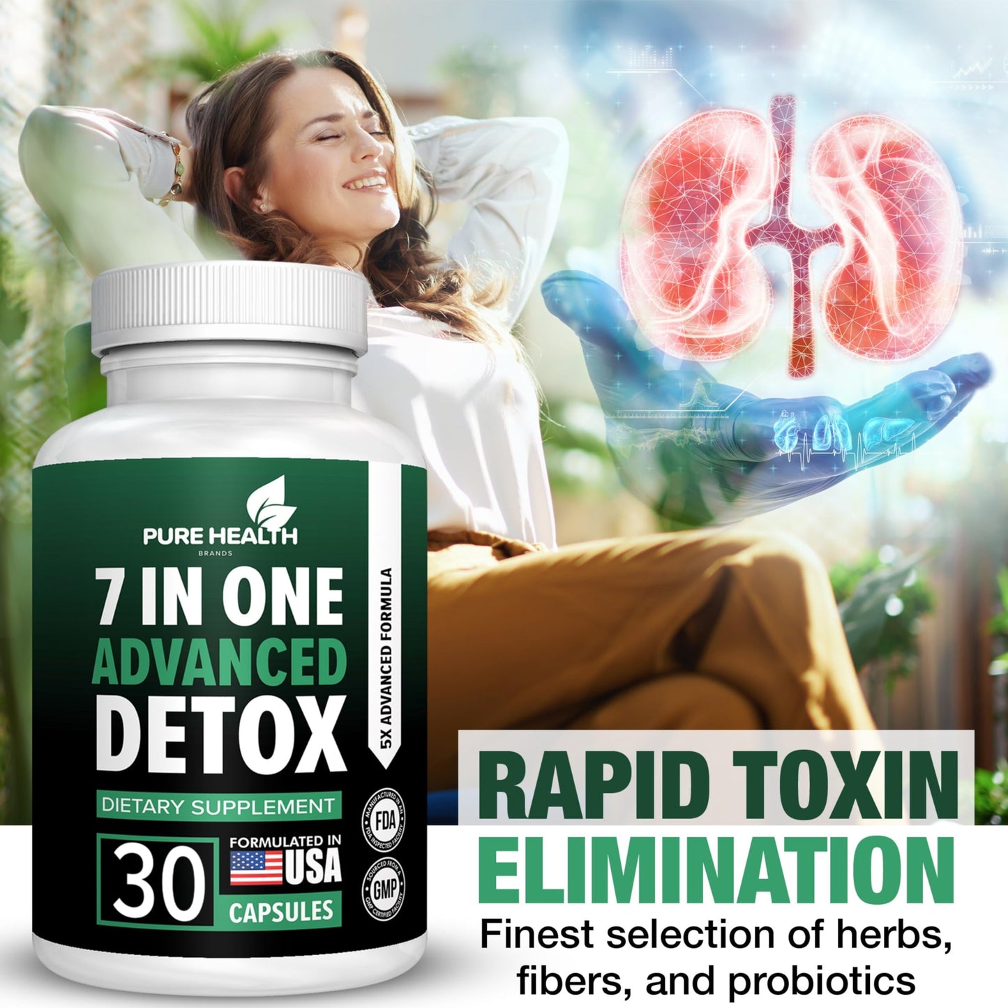 Extra Strength Fast Acting 7-in-ONE Advanced Formula - Full Body Cleanse - Detox & Liver Cleanse - Detox & Liver Repair, All Natural Toxins Remover, Healthy Cleansing Support for Liver (30 Capsule)
