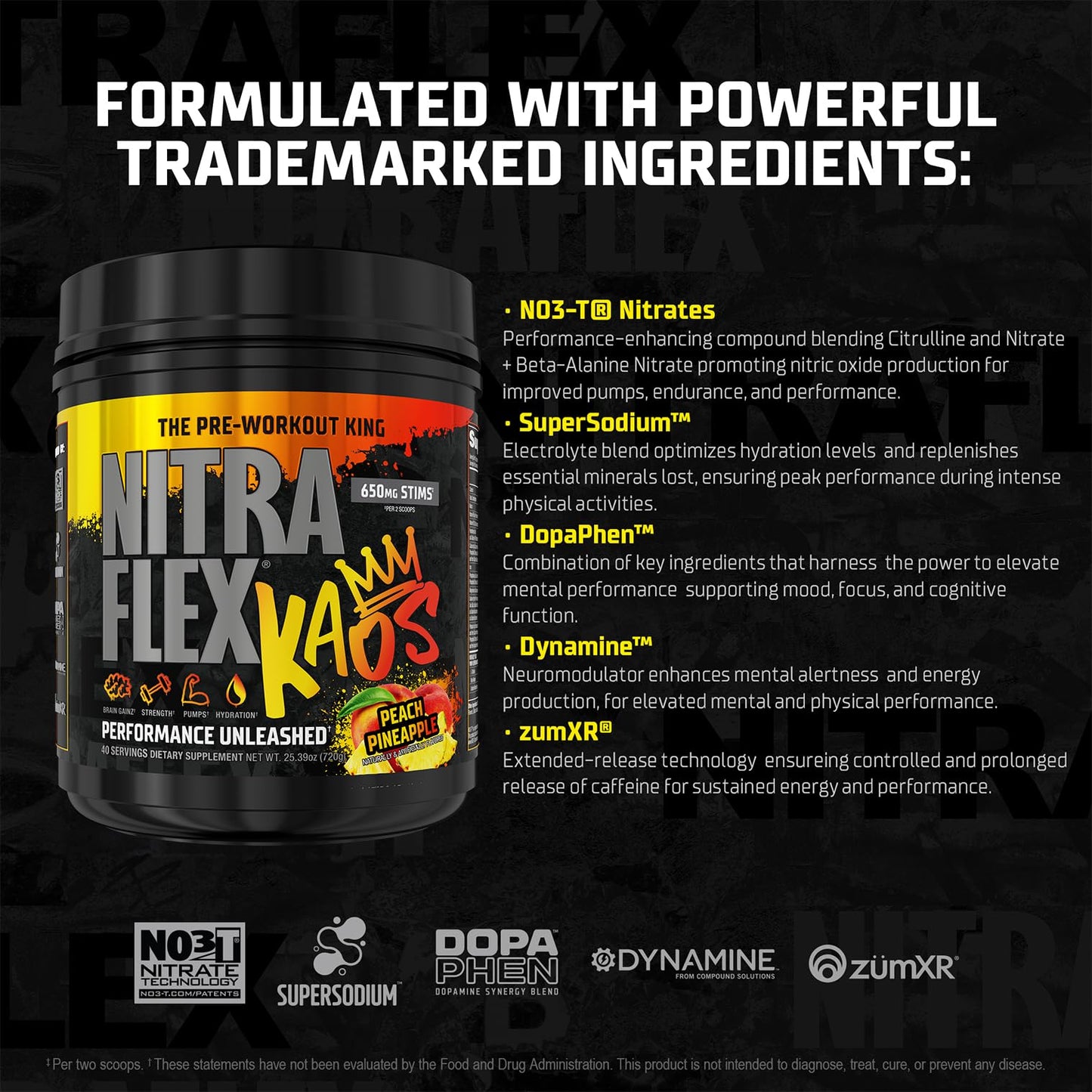 GAT SPORT Nitraflex KAOS Pre-Workout Powder (Peach Pineapple)