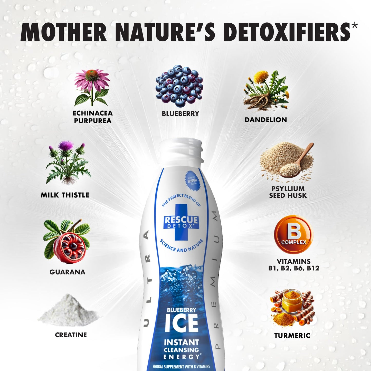 Rescue Detox ICE - Blueberry Flavor - 17oz | Works in 90 Minutes up to 5 Hours