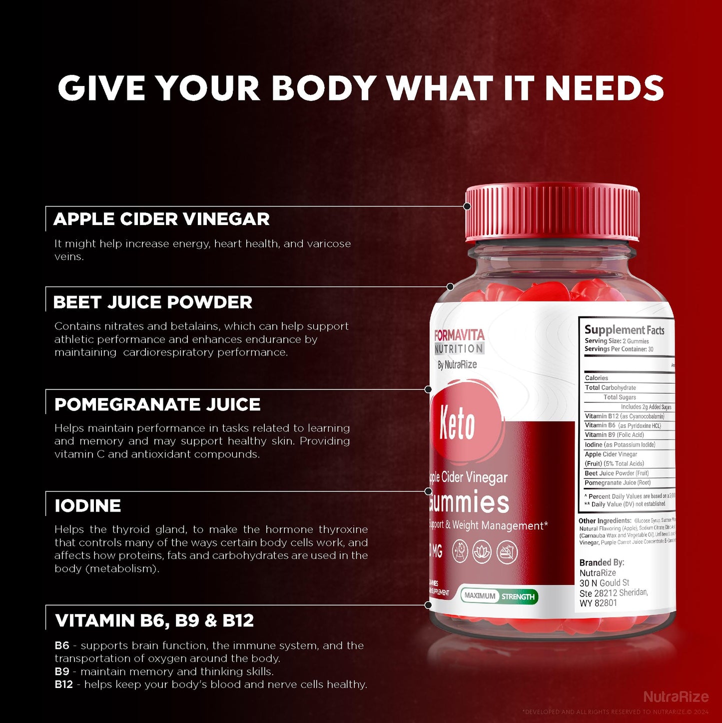 Formavita Nutrition ACV Gummies, Formavita Nutrition Keto ACV Advanced Weight Loss Formula, Maximum Keto Support, All Natural Nutrition, Apple Cider Vinegar 1000MG, Keto Vitamin Reviews (60 Gummies)